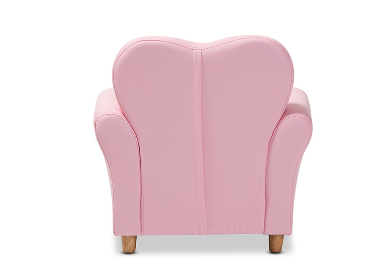 Baxton Studio Mabel Modern and Contemporary Pink Faux Leather Kids Armchair