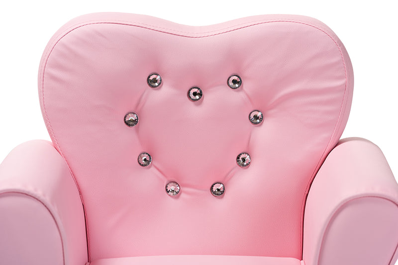 Baxton Studio Mabel Modern and Contemporary Pink Faux Leather Kids Armchair