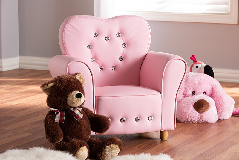 Baxton Studio Mabel Modern and Contemporary Pink Faux Leather Kids Armchair
