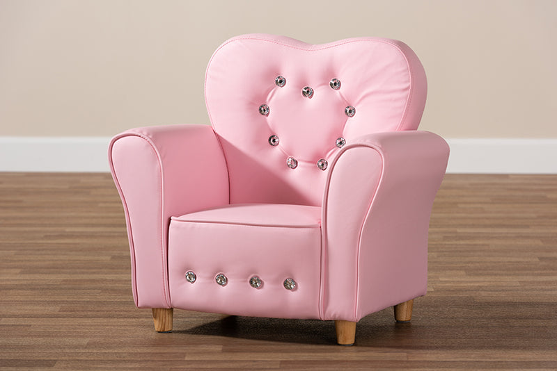 Baxton Studio Mabel Modern and Contemporary Pink Faux Leather Kids Armchair