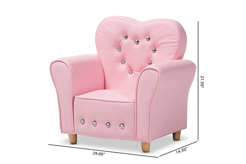 Baxton Studio Mabel Modern and Contemporary Pink Faux Leather Kids Armchair