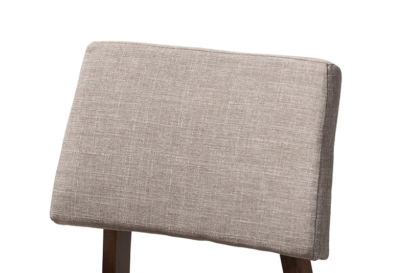 Baxton Studio Colton Mid-Century Modern Light Gray Fabric Upholstered and Walnut-Finished Wood Bar Stool Set of 2