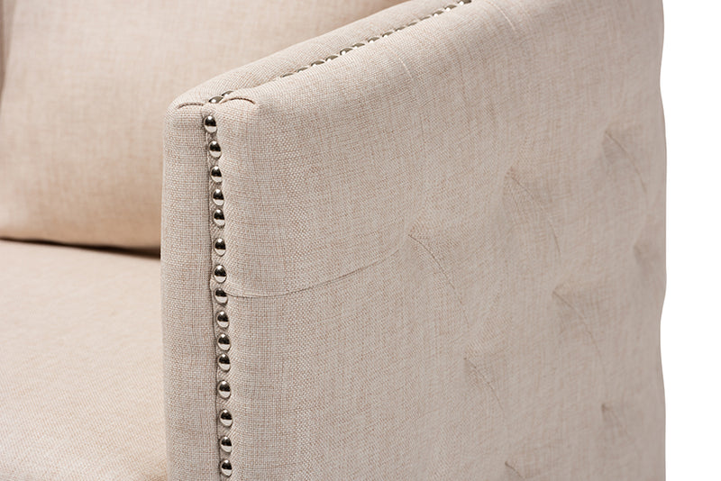 Baxton Studio Micah Modern and Contemporary Beige Fabric Upholstered Tufted Swivel Chair