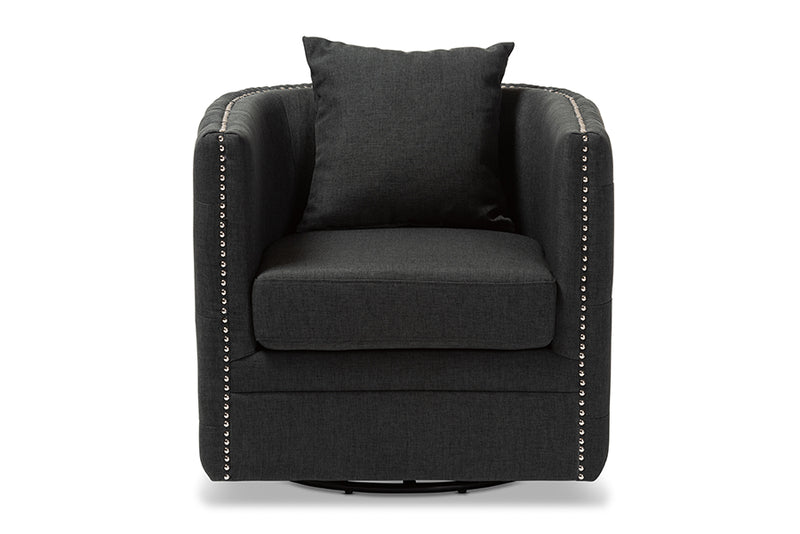 Baxton Studio Micah Modern and Contemporary Grey Fabric Upholstered Tufted Swivel Chair