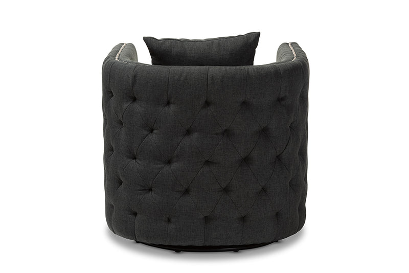 Baxton Studio Micah Modern and Contemporary Grey Fabric Upholstered Tufted Swivel Chair