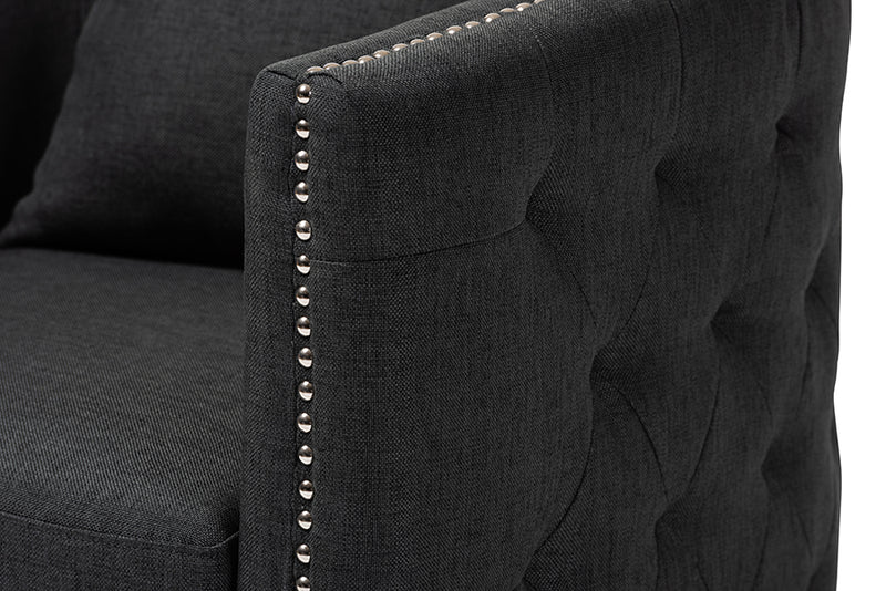 Baxton Studio Micah Modern and Contemporary Grey Fabric Upholstered Tufted Swivel Chair