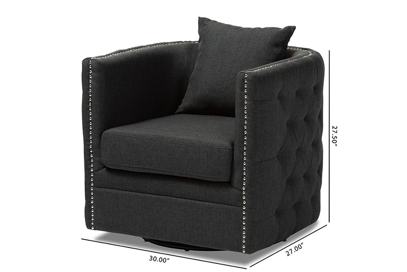 Baxton Studio Micah Modern and Contemporary Grey Fabric Upholstered Tufted Swivel Chair