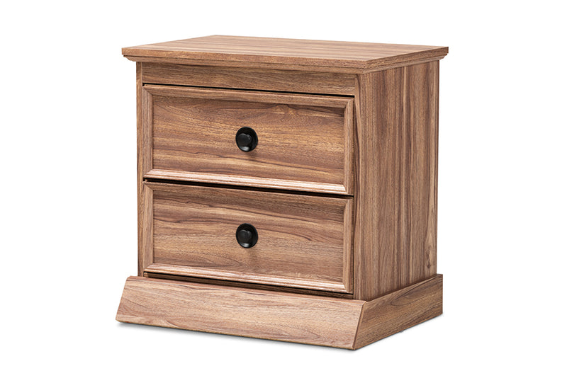 Baxton Studio Ryker Modern and Contemporary Oak Finished 2-Drawer Wood Nightstand