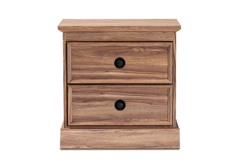 Baxton Studio Ryker Modern and Contemporary Oak Finished 2-Drawer Wood Nightstand