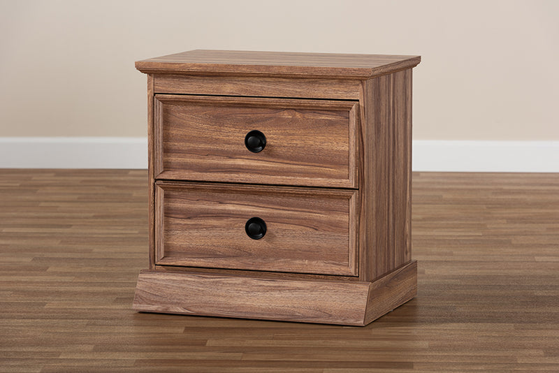 Baxton Studio Ryker Modern and Contemporary Oak Finished 2-Drawer Wood Nightstand