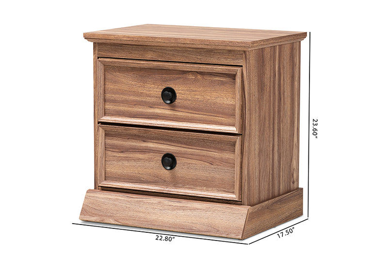 Baxton Studio Ryker Modern and Contemporary Oak Finished 2-Drawer Wood Nightstand