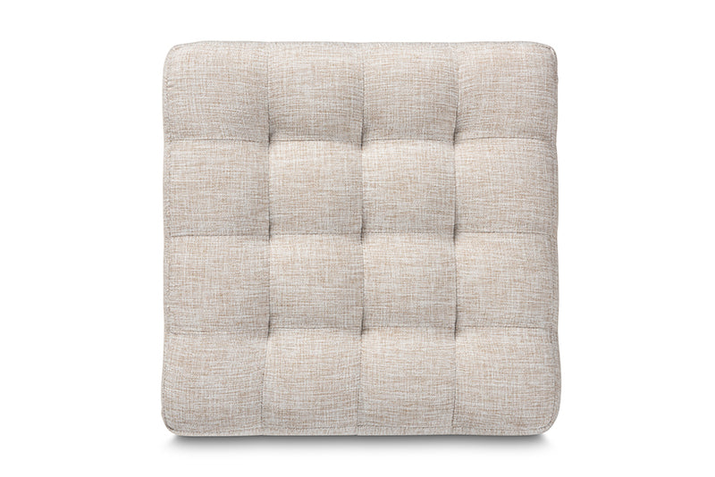 Baxton Studio Elladio Modern and Contemporary Beige Fabric Upholstered Tufted Cube Ottoman Set of 2