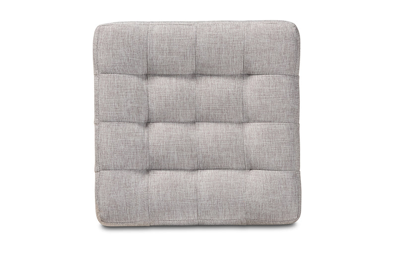 Baxton Studio Elladio Modern and Contemporary Greyish Beige Fabric Upholstered Tufted Cube Ottoman Set of 2