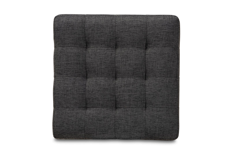 Baxton Studio Elladio Modern and Contemporary Dark Grey Fabric Upholstered Tufted Cube Ottoman Set of 2