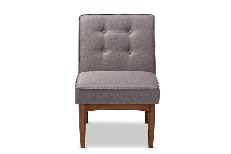 Baxton Studio Arvid Mid-Century Modern Gray Fabric Upholstered Wood Dining Chair
