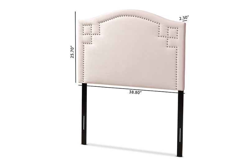 Baxton Studio Aubrey Modern and Contemporary Light Pink Velvet Fabric Upholstered Twin Size Headboard