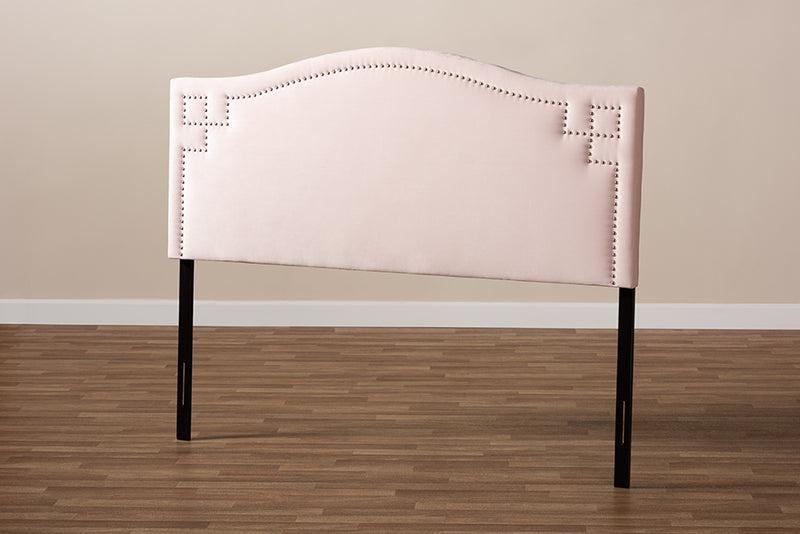 Baxton Studio Aubrey Modern and Contemporary Light Pink Velvet Fabric Upholstered King Size Headboard