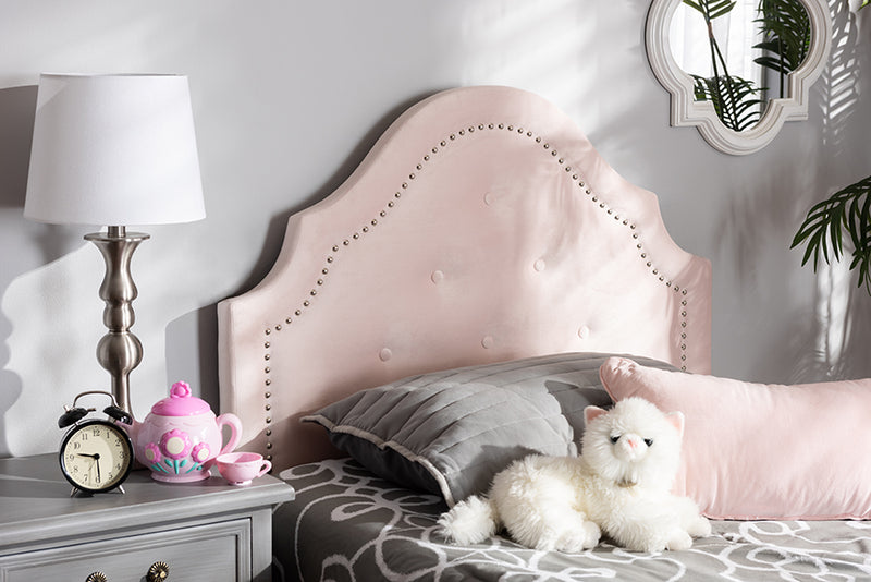 Baxton Studio Cora Modern and Contemporary Light Pink Velvet Fabric Upholstered Twin Size Headboard