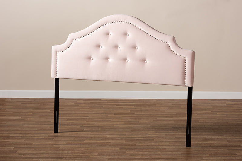 Baxton Studio Cora Modern and Contemporary Light Pink Velvet Fabric Upholstered King Size Headboard