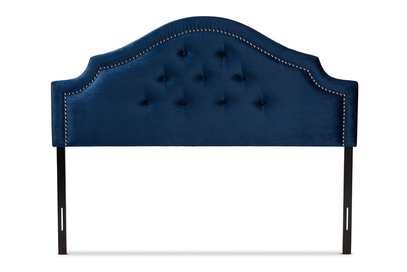 Baxton Studio Cora Modern and Contemporary Royal Blue Velvet Fabric Upholstered Queen Size Headboard