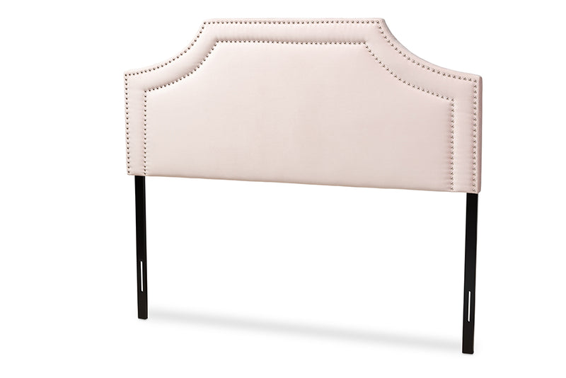 Baxton Studio Avignon Modern and Contemporary Light Pink Velvet Fabric Upholstered Full Size Headboard