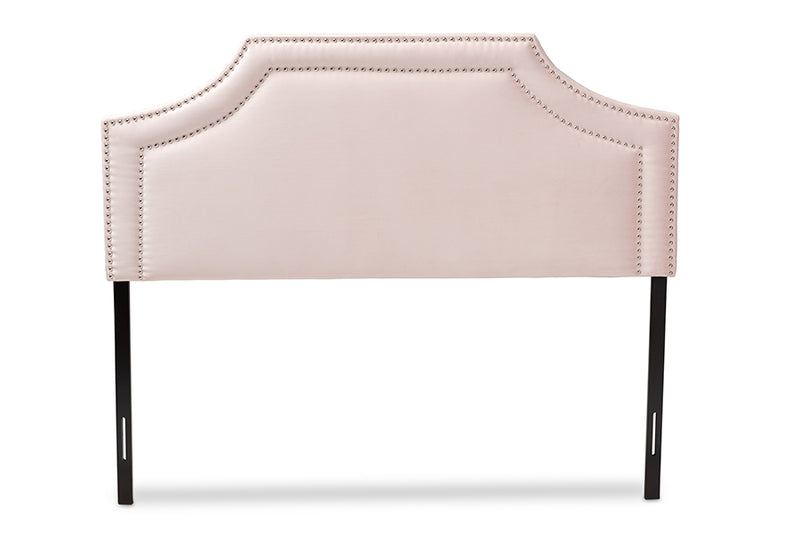 Baxton Studio Avignon Modern and Contemporary Light Pink Velvet Fabric Upholstered King Size Headboard