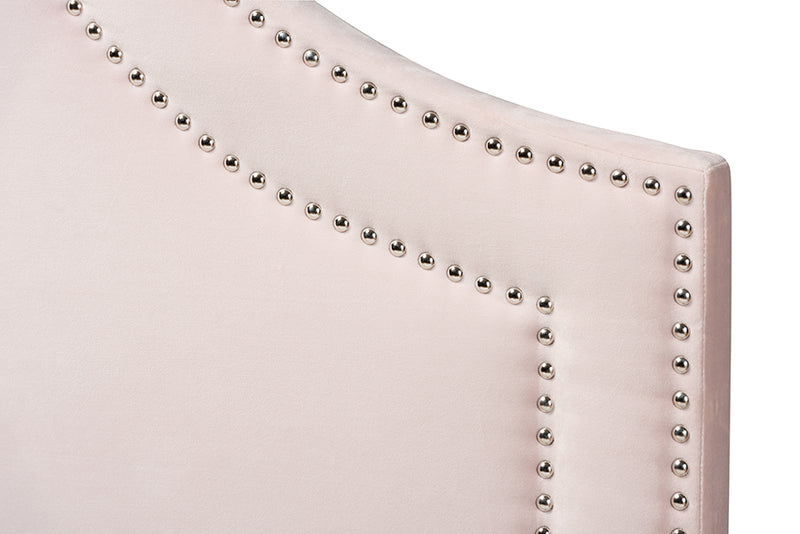 Baxton Studio Avignon Modern and Contemporary Light Pink Velvet Fabric Upholstered King Size Headboard