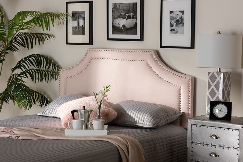 Baxton Studio Avignon Modern and Contemporary Light Pink Velvet Fabric Upholstered King Size Headboard