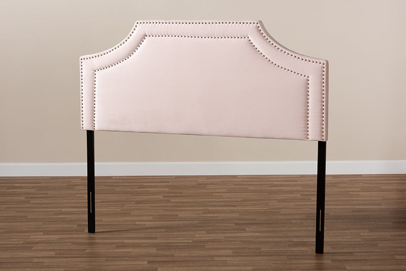 Baxton Studio Avignon Modern and Contemporary Light Pink Velvet Fabric Upholstered King Size Headboard