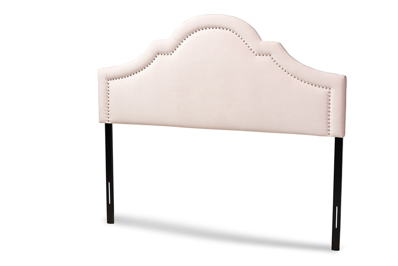 Baxton Studio Rita Modern and Contemporary Light Pink Velvet Fabric Upholstered King Size Headboard