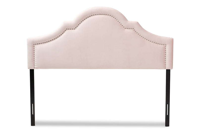 Baxton Studio Rita Modern and Contemporary Light Pink Velvet Fabric Upholstered King Size Headboard