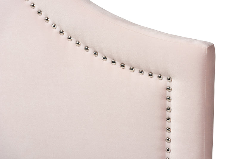 Baxton Studio Rita Modern and Contemporary Light Pink Velvet Fabric Upholstered King Size Headboard