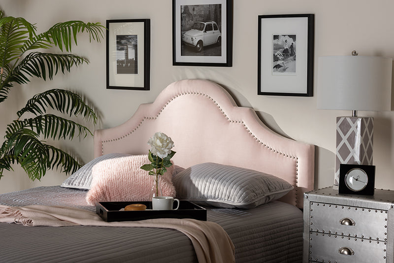 Baxton Studio Rita Modern and Contemporary Light Pink Velvet Fabric Upholstered King Size Headboard