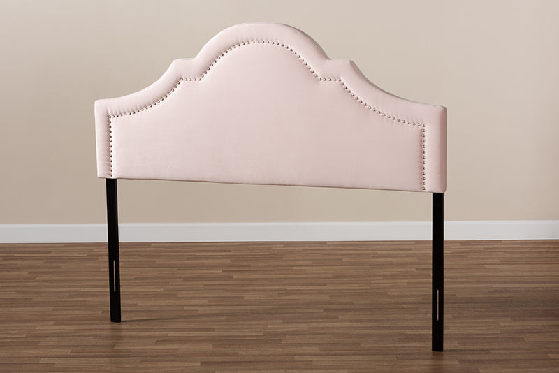Baxton Studio Rita Modern and Contemporary Light Pink Velvet Fabric Upholstered King Size Headboard