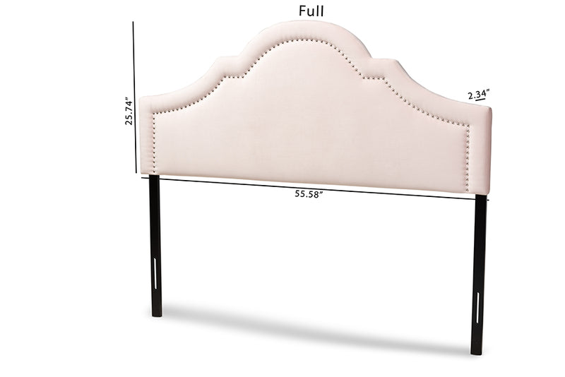Baxton Studio Rita Modern and Contemporary Light Pink Velvet Fabric Upholstered King Size Headboard