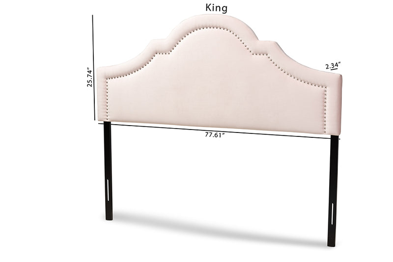 Baxton Studio Rita Modern and Contemporary Light Pink Velvet Fabric Upholstered King Size Headboard
