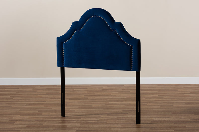 Baxton Studio Rita Modern and Contemporary Navy Blue Velvet Fabric Upholstered Twin Size Headboard