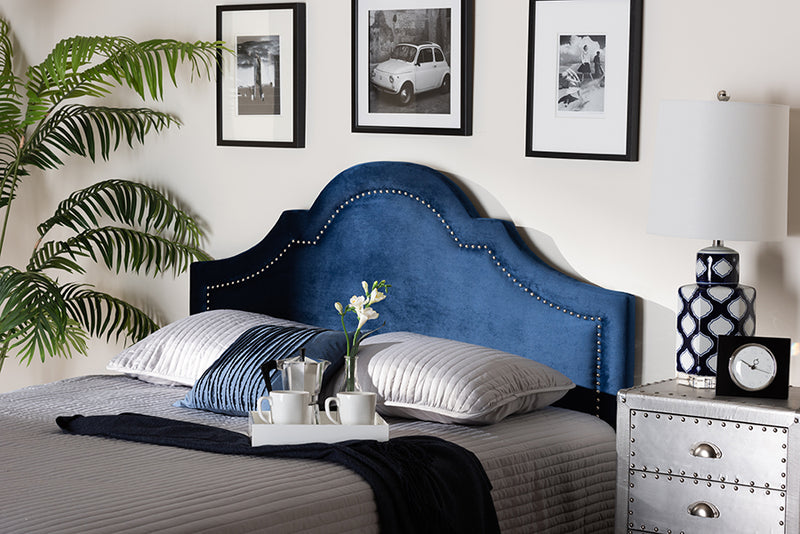 Baxton Studio Rita Modern and Contemporary Navy Blue Velvet Fabric Upholstered King Size Headboard