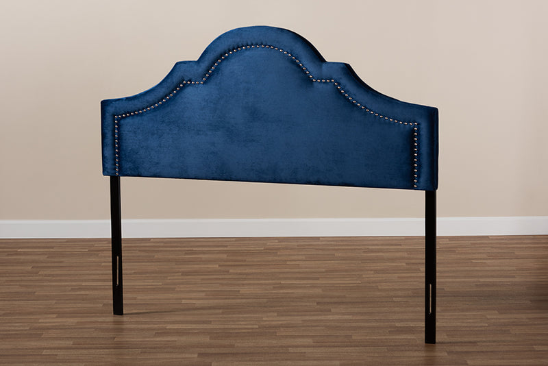 Baxton Studio Rita Modern and Contemporary Navy Blue Velvet Fabric Upholstered King Size Headboard