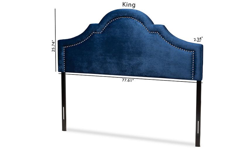 Baxton Studio Rita Modern and Contemporary Navy Blue Velvet Fabric Upholstered King Size Headboard