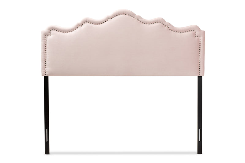 Baxton Studio Nadeen Modern and Contemporary Light Pink Velvet Fabric Upholstered Queen Size Headboard