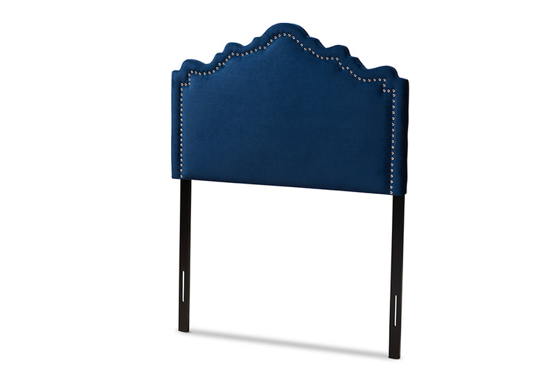 Baxton Studio Nadeen Modern and Contemporary Royal Blue Velvet Fabric Upholstered Twin Size Headboard