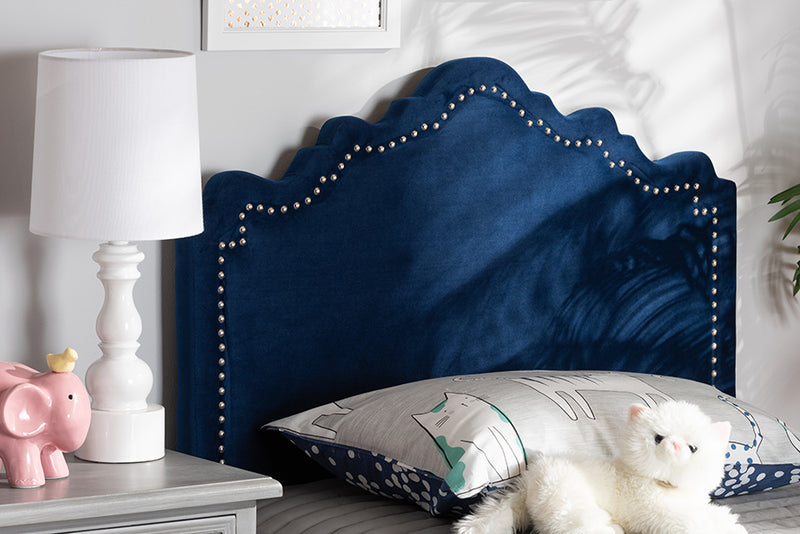 Baxton Studio Nadeen Modern and Contemporary Royal Blue Velvet Fabric Upholstered Twin Size Headboard