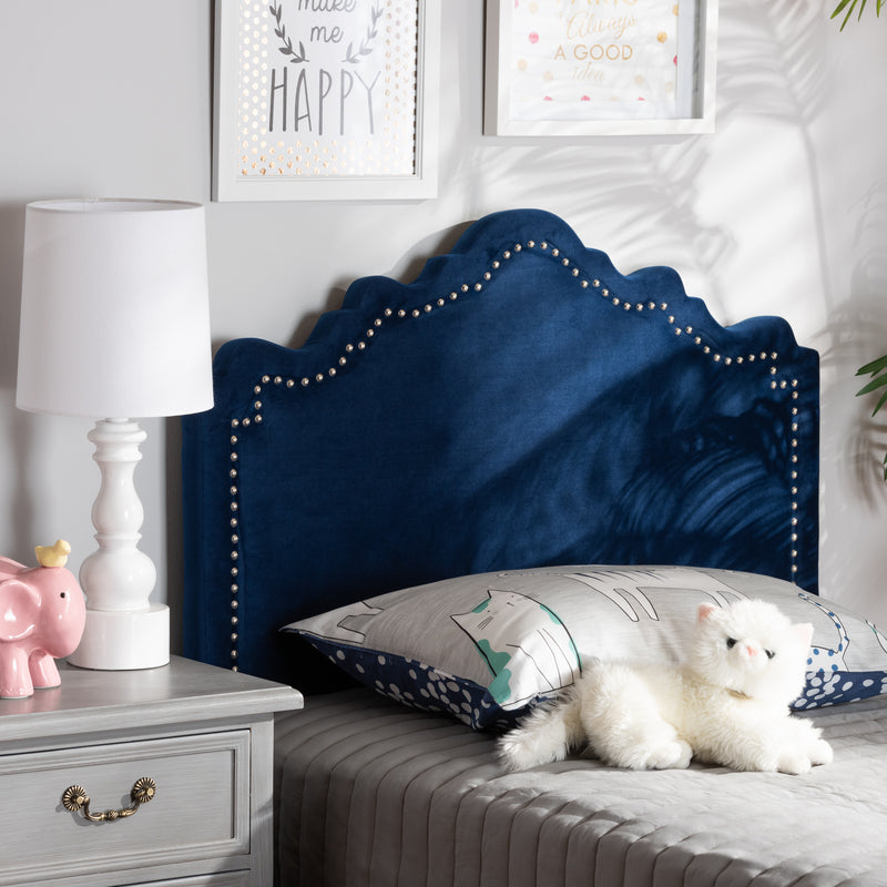 Baxton Studio Nadeen Modern and Contemporary Royal Blue Velvet Fabric Upholstered Twin Size Headboard