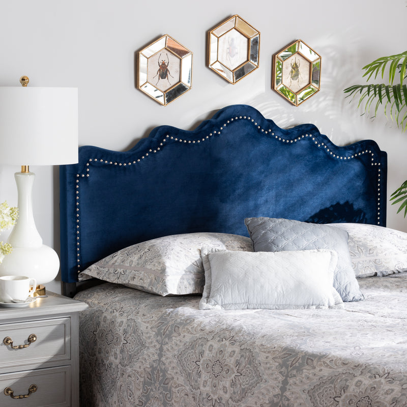 Baxton Studio Nadeen Modern and Contemporary Royal Blue Velvet Fabric Upholstered Queen Size Headboard