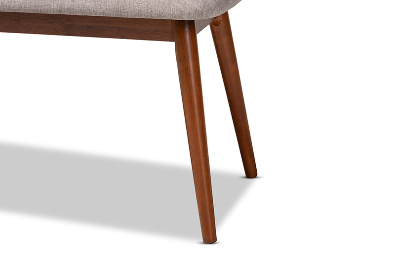 Baxton Studio Flora II Mid-Century Modern Light Grey Fabric Upholstered Medium Oak Finished Wood Dining Bench