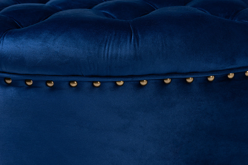 Baxton Studio Iglehart Modern and Contemporary Royal Blue Velvet Fabric Upholstered Tufted Cocktail Ottoman
