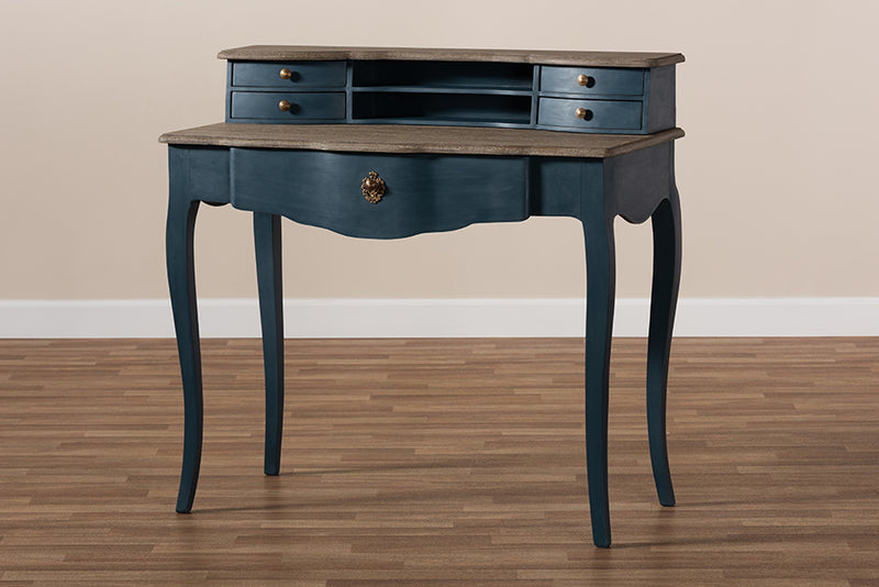 Baxton Studio Celestine French Provincial Blue Spruce Finished Wood Accent Writing Desk