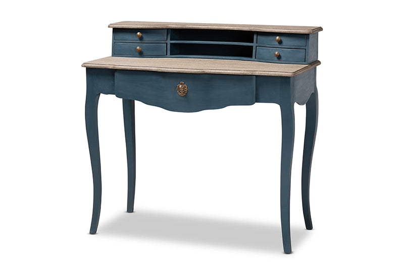 Baxton Studio Celestine French Provincial Blue Spruce Finished Wood Accent Writing Desk