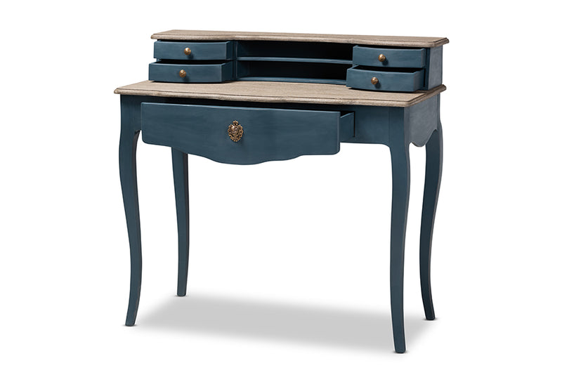 Baxton Studio Celestine French Provincial Blue Spruce Finished Wood Accent Writing Desk